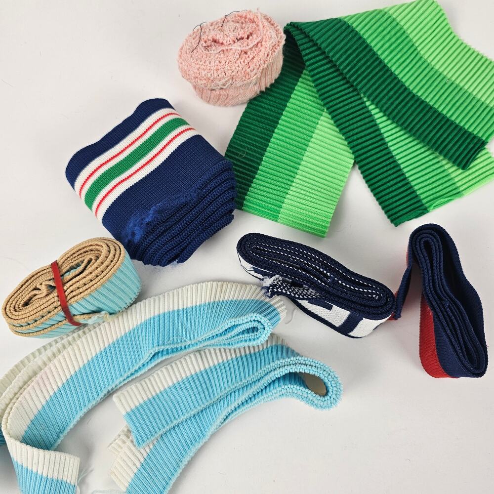 VTG lot 1970s assorted rib knit trim collars cuffs clothing sewing MCM